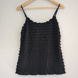 VTG Frank Lyman Tank Women's 14 Black Ruffle Formal Wedding Grad Lined